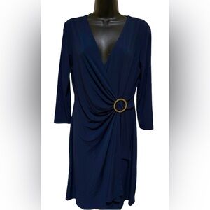 Elegant Navy Blue Dress with Gold Accent ⭐️NWT⭐️